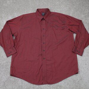 Joseph & Feiss Dress Shirt Adult 18 34/35 Red Non Iron 100% Cotton L/S Button Up